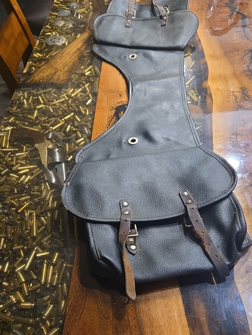 Classic Black Leather Motorcycle Or On A Horse Saddle Bag